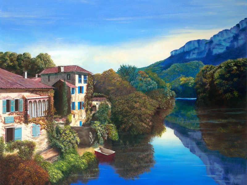 "Saint-Antonin-Noble-Val-France", oil on canvas, by Dene Johnson is part of the PAL Fall Members' Show at the Firehouse Arts Center. (Image courtesy PAL)